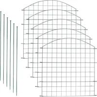 VINGO Einfeben Teichzaun Gartenzaun Zaun Teich mit 5 Zaunelemente und 6 Befestigungsstaeben, Metallzaun Gruen, Gitterzaun, Gartenzaun, Campingzaun ... - Grün