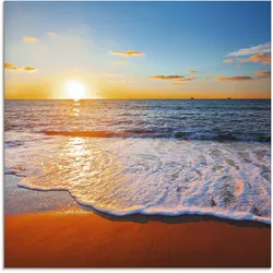 Glasbild ARTLAND "Sonnenuntergang und das Meer", blau (farbe bild(er): blau), B:20cm H:20cm, Bilder