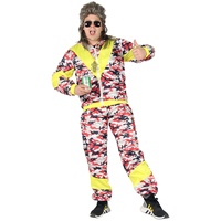 Foxxeo 80er Jahre Kostüm für Erwachsene Premium 80s Trainingsanzug Assianzug Assi - Herren Größe S-XXXXL - Fasching Karneval Anzug, Farbe Camouflage rot, Größe: XXL