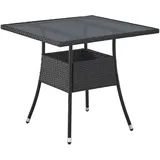 Juskys Polyrattan Gartentisch Yoro Quadratisch Schwarz 80x80 cm
