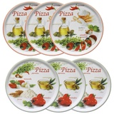 MamboCat Pizzateller 6er Set Pizzateller Napoli Green & Red Ø 33,8 cm Platte Porzellan