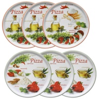 MamboCat Pizzateller 6er Set Pizzateller Napoli Green & Red Ø 33,8 cm Platte Porzellan