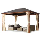 TOOLPORT Gartenpavillon 3 x 4 m inkl. 4 Seitenteile Champagner