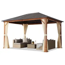 TOOLPORT Gartenpavillon 3 x 4 m inkl. 4 Seitenteile Champagner