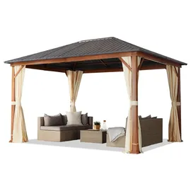 TOOLPORT Gartenpavillon 3 x 4 m inkl. 4 Seitenteile Champagner
