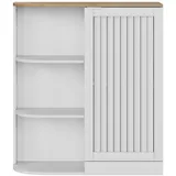 Okwish Eckvitrine, Weiß, Holzwerkstoff, 68x76x25 cm, Wohnzimmer, Wohnwände, Vitrinenschränke