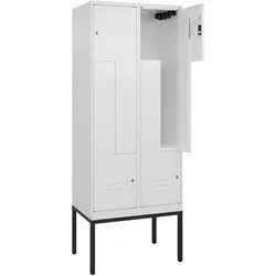 C+P Z-Spind Classic PLUS, Gestell, 4 Abteile, HxBxT 212x80x50cm, Zylinderschloss, Verkehrsweiß von PROREGAL