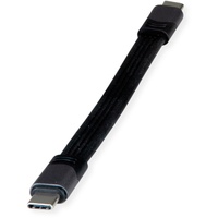 ROLINE USB4 Gen3x2 Kabel, Emark, Flach, C-C, ST/ST, 40Gbit/s, 100W, Schwarz
