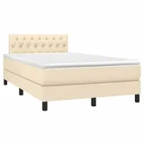 vidaXL Boxspringbett mit Matratze Creme 120x190 cm Stoff