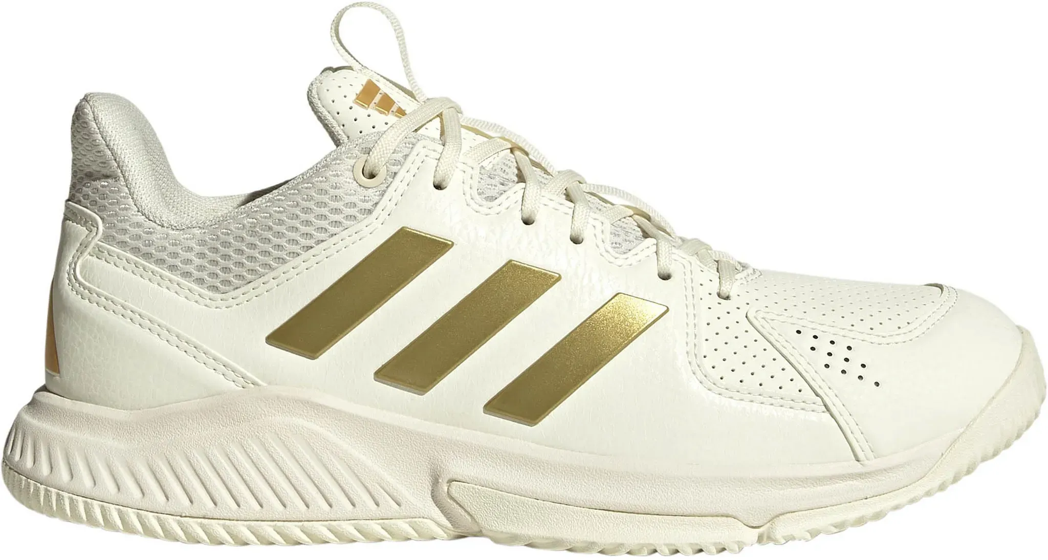 adidas Court Flight Hallenschuhe Damen in owhite-goldmt-cblack, Größe 42 - beige
