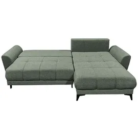 Stella Trading BERN Ecksofa mit Schlaffunktion in Olive - Moderne Eckcouch in L-Form mit Bettkasten - 281 x 189 cm (B/H/T)