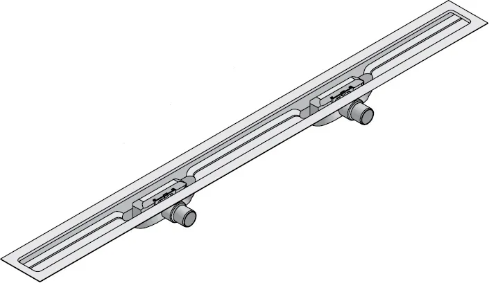 I-DRAIN Korpus Linear Plus 54 mm, 90cm,2Siph.waagr.DN40,m.Abd.2m ID4E09002X20