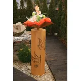 JH-Metalldesign 8-Eck Säule Taube + Schale 4-Eck Edelrost Rost Metall Gartendeko Garten Stele
