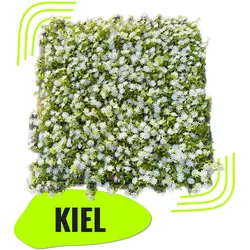 GeckoWall "KIEL" | Premium Blüten weiß Pflanzenwand  | Gastronomie Blumenwand Wandverkleidung | weiße Kunstpflanzen Wandmontage |Wandpaneele künstlich