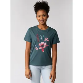 wat? APPAREL T-Shirt Blume in Wasserfarbe 01 in Petrol | Gr.: 34