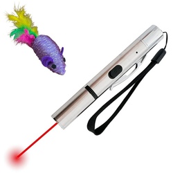 Angel's Pride Laserpointer LED Pointer, Katzenspielzeug mit Spielmaus, 5 verschiedene Lichtmuster silberfarben