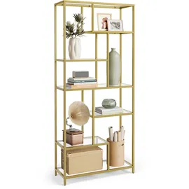 VASAGLE Bücherregal 30 x 80 x 180 cm Gold/Transparent