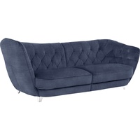 Big-Sofa LEONIQUE "Retro" Sofas Gr. B/H/T: 256 cm x 85 cm x 115 cm, Chenille, Hohe Armlehne links, blau (blu) XXL Sofas