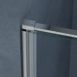 SoGood doporro Nischentür Duschabtrennung 80x195 cm Duschtür mit Falttür 8mm Esg-sicherheitsglas Klarglas Duschwand schwarz inkl. Nano-beschichtung Teramo37k