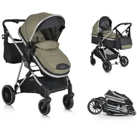Moni Kombikinderwagen 2 in 1 Kali 22 kg umbaubar, Korb, Getränkehalter, Tasche grün