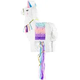 PartyDeco Piñata 41x49,5x10cm Lama - Party Dekoration zum Befüllen - Pinata - Llama Weiß