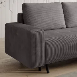 m-punkt Wohnlandschaft Ecksofa RIMINI Cord Grau