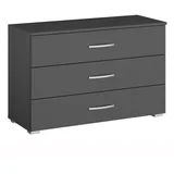 Quartier Kommode ADITIO I 93 x 62 cm Grau metallic - Griffe aus Aluminium - 3 Schubkästen