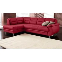 Ecksofa SIT & MORE "Mailand L-Form", rot (karminrot), B:250cm H:85cm T:164cm, Luxus-Kunstleder, Kunstleder Softlux, NaturLEDER (echtes Rindleder)/Korpus passendes Kunstleder Softlux, Luxus-Microfaser Altara Nubuck (100% Polyester), Sofas, wahlweise mit Bettfunktion