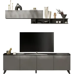 Wohnwand INOSIGN, grau (bleigrau), Kastenmöbel-Sets, TV-Board TV-Sideboard, 3-teilig