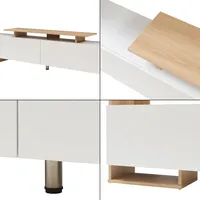 [en.casa] En.Casa, TV Möbel, Fernsehschrank Rauki 233x31x141 cm Weiß/Eicheoptik