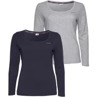 KangaROOS Langarmshirt in marine, grau-meliert, | Gr. 44/46,