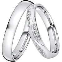 Trauring DOOSTI "Schmuck Geschenk Silber 925 Trauring Ehering Partnerring LIEBE" Gr. 54, silber (silberfarben, kristallweiß), Fingerringe, 54,mit Zirkonia, Silber 925 (Sterlingsilber), 4mm, wahlweise mit oder ohne Zirkonia