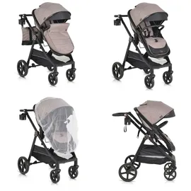 Moni Kinderwagen 2 in 1 Tokyo 22 kg umbaubar Wickeltasche Stoßdämpfer klappbar beige
