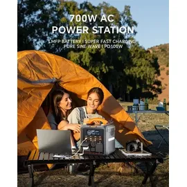 Newsmy 700W Tragbare Powerstation 551 Wh LMFP-Akku, LCD-Display 0-100% in 1,2 Stunden für dem Campingplatz, Gartenparty, Wohnmobil, Notfall