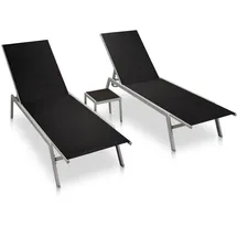 vidaXL Sonnenliege 155 x 37 x 32 cm Schwarz