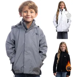 Valkental - Wasserdichte 3in1 Jacke Kinder mit Fleece Zipp-In | Jungen & Mädchen | Geeignet als Winterjacke, Regenjacke & Fahrradjacke - 158-164