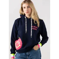 Zwillingsherz Hoodie »Always Happy«, mit Smiley Aufdruck aus Frottee und Neon Details Zwillingsherz navy