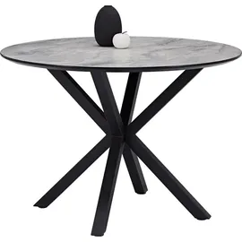 Homestyle4u Essgruppe mit 4 Stühlen 5 tlg Esstisch rund 110 cm Set Sitzgruppe Küchentisch Esszimmer Esszimmergruppe - Grau