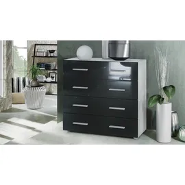Vladon Pavos V1 76 x 72 x 35 cm Weiß matt / Schwarz Hochglanz