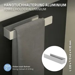 Handtuchhalter ohne Bohren Handtuchstange Badetuchhalter Wandhalterung Aluminium