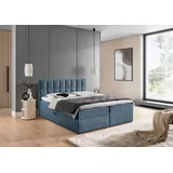 yourhouse24 Boxspringbett Panama Doppelbett Bettgestell Lattenrost (Farbe: coral 10, Größe: 200x200 cm) - Blau