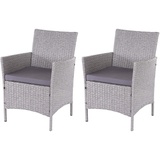 MCW 2er-Set Poly-Rattan Gartensessel Hamar, Korbsessel ~ grau, Kissen anthrazit