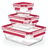 Emsa Vorratsdose Clip&Close 3tlg. Glas Rot