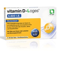vitamin D-Loges® 5.600 I.E. - 60 Gel-Tabs - Wochendepot - Nahrungsergänzungsmittel mit Vitamin D3 für die ganze Familie