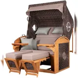 dekoVries GmbH Strandkorb deVries PURE® Sailor XL - PE stone grey - Dessin 483 - inkl. Schutzhülle