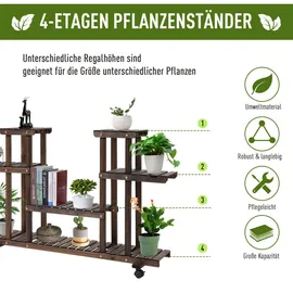 Outsunny Blumenständer, Braun, Holz, 33x80x123.5 cm