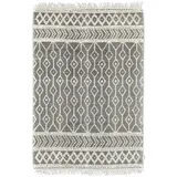 TOM TAILOR Teppich »Colored Macrame«, rechteckig, Handweb Teppich, reine Wolle, handgewebt, mit Fransen, Scandi Design, grau