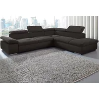 Ecksofa SIT & MORE "Valentine, L-Form, Armteil- & Kopfteilverstellung", schwarz, B:272cm H:73cm T:226cm, 100% Polyester, Luxus-Kunstleder/Struktur (88% Polyester, 12% Polyamid), Sofas, optional mit Bettfunktion, Ottomane links oder rechts, NaturLEDER, Topseller