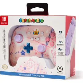 PowerA Enhanced Wireless Controller Princess Peach Plaid Rosa Nintendo Switch