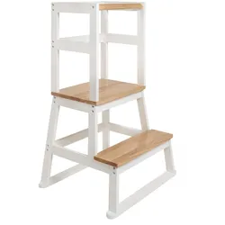 BOMI® Lernturm "Swubi" in weiß und natur Learning Tower Stehhilfe für Kinder